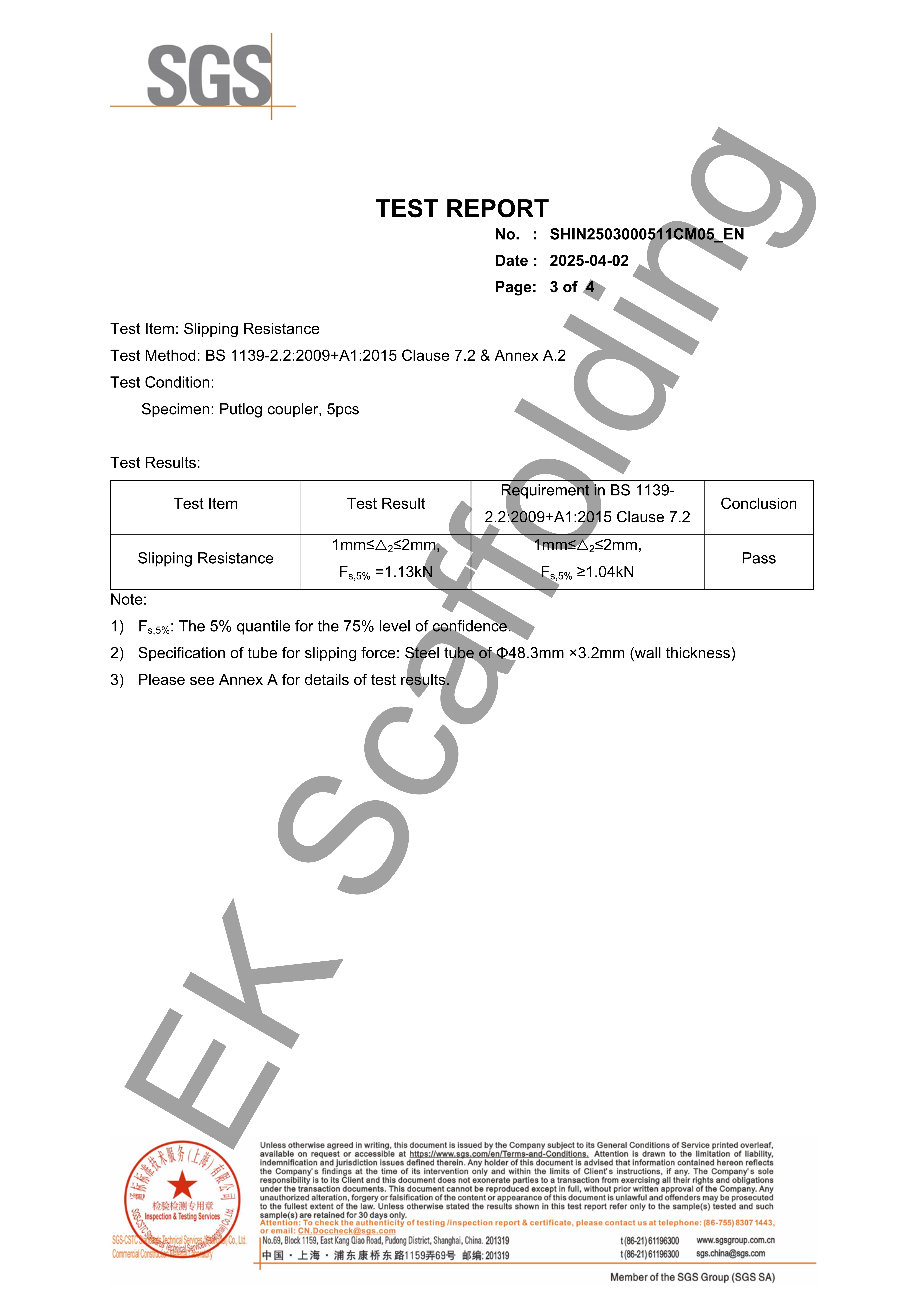 Putlog Rapport SGS du coupleur Putlog 